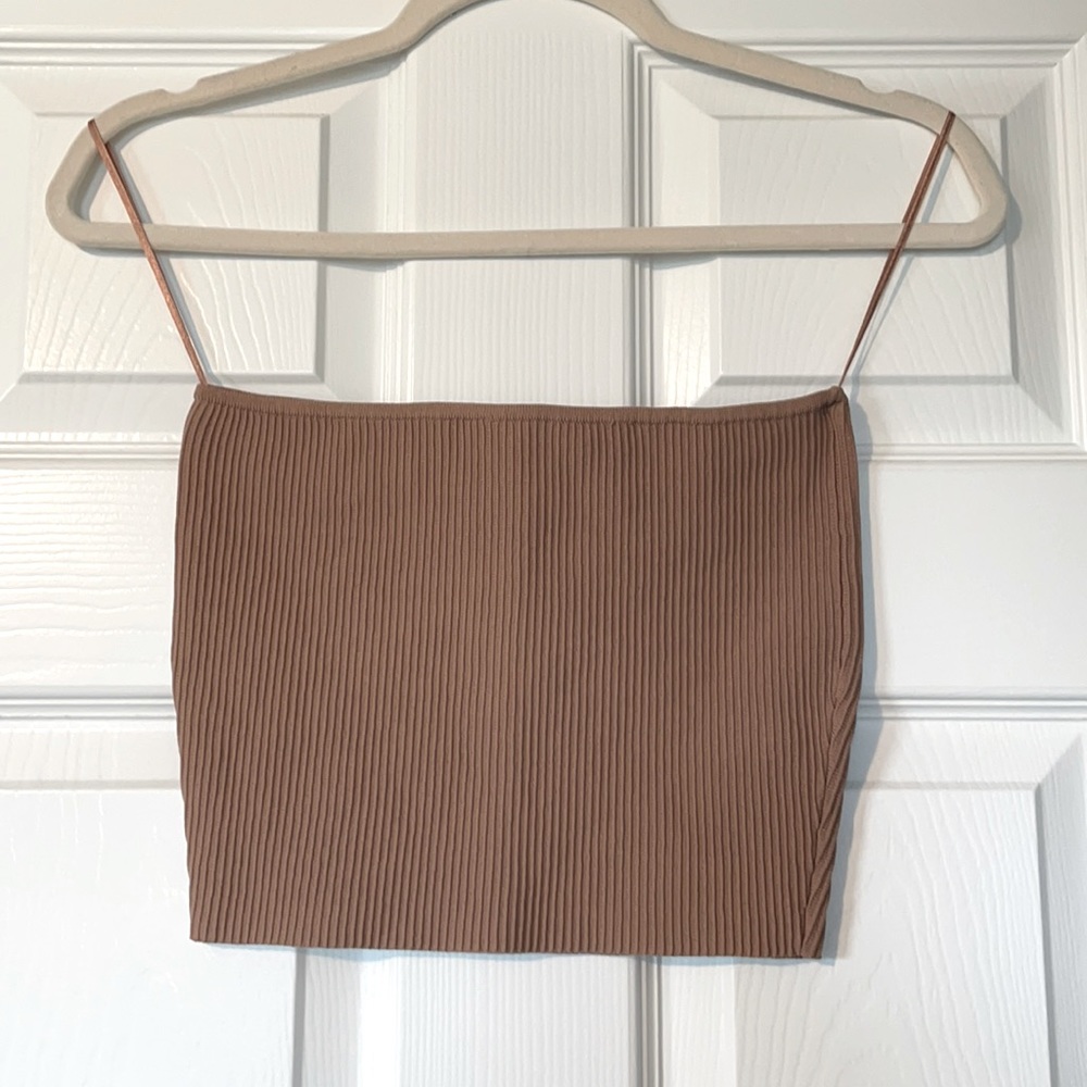 Kendall & Kylie Ribbed Tube Top - Tan